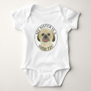 Blonde Tan Golden Shih Tzu Big Sister Baby Bodysuit