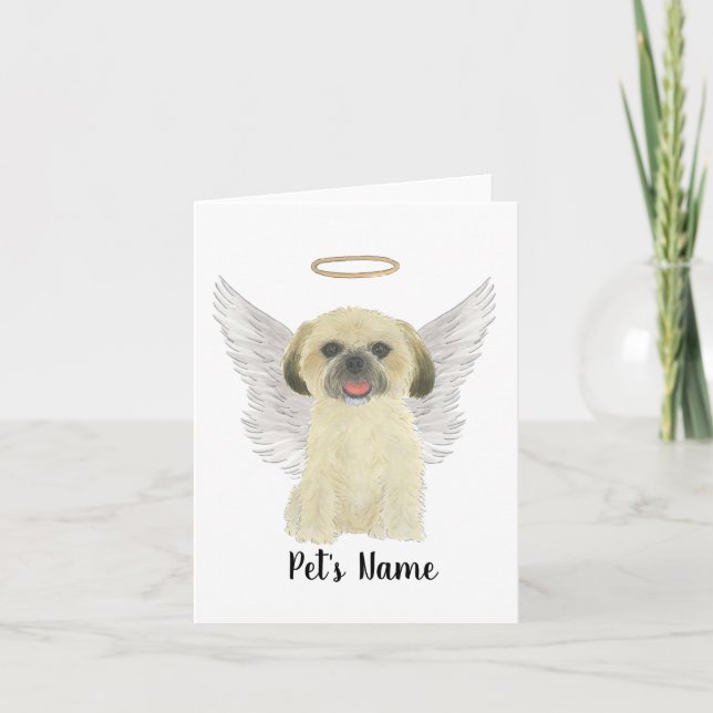 Blonde Tan Golden Shih Tzu Sympathy Memorial Card (Front)