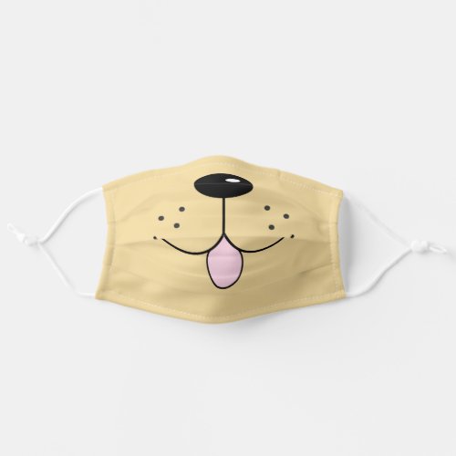 Blonde Tan Happy Dog Face Adult Cloth Face Mask