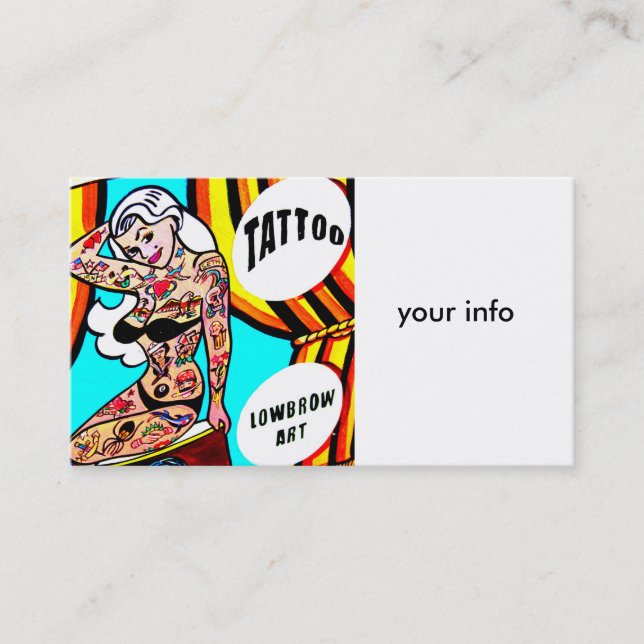 blonde tattooed lady business card (Front)