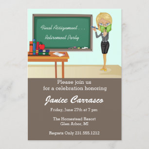 Blonde Teacher Retirement Party Invitations