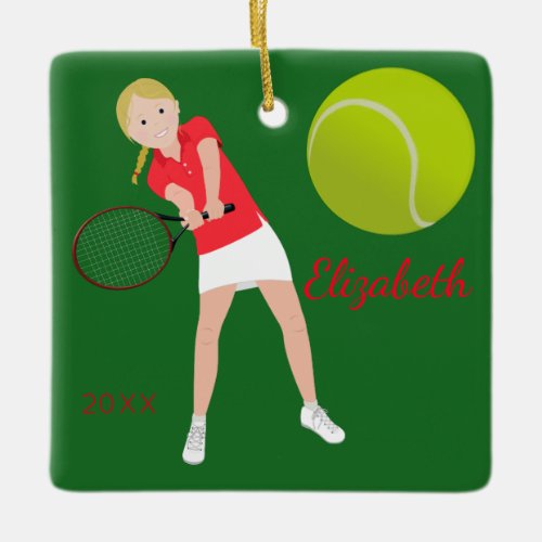 Blonde Tennis Player Keepsake Ornament