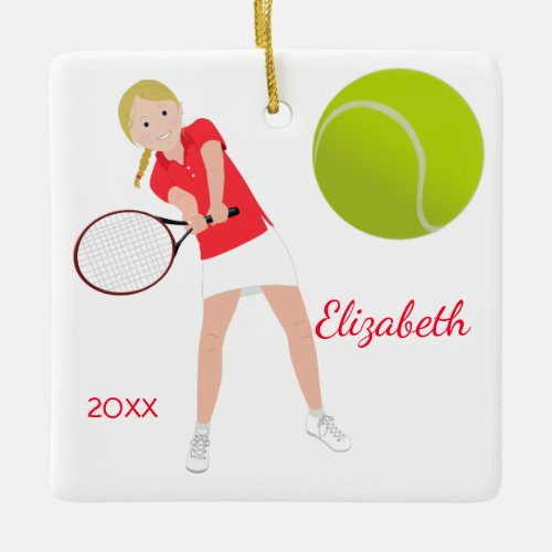 Blonde Tennis Player Keepsake Ornament