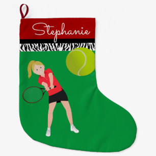 Blonde Tennis Player Large Christmas Stocking