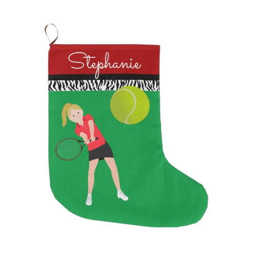 Blonde Tennis Player Large Christmas Stocking