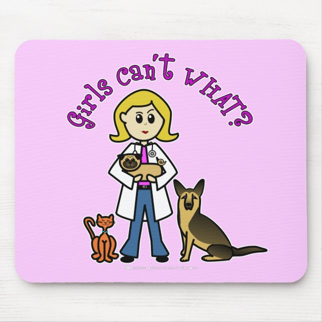 Blonde Veterinarian Girl Mouse Pad (Front)
