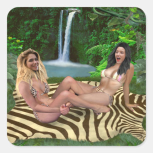 BLONDE VS BRUNETTE SQUARE STICKER