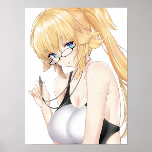 Blonde Waifu with Glasses Poster