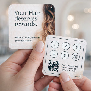 Blonde Waves Luxury Rewards Hair Studio Qr Code Square Business Card