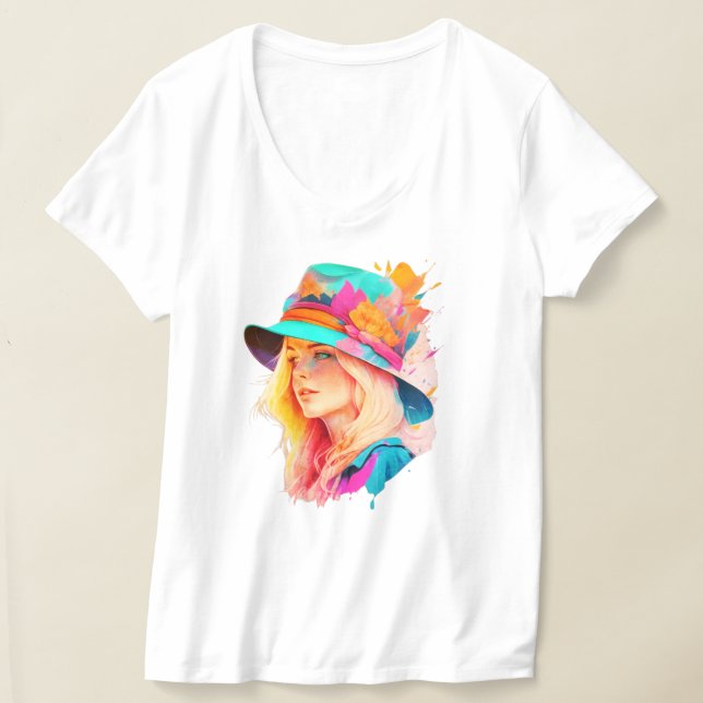 Blonde wearing a big hat  T-Shirt (Laydown)