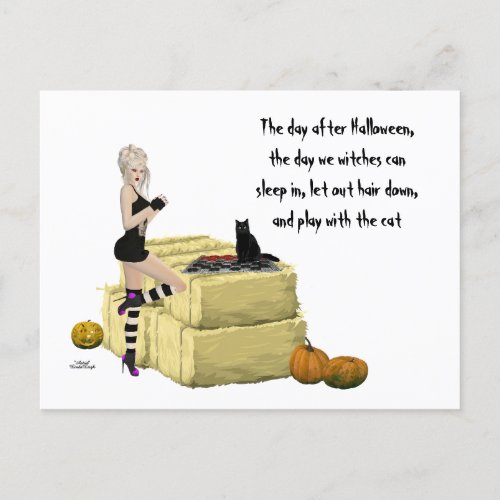 Blonde Witch Pin Up Girl Halloween Post Card