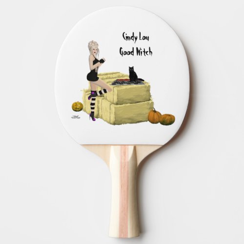 Blonde Witch Pin Up Girl Ping Pong Paddle