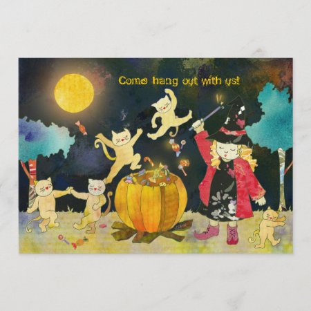 Blonde Witch's Magical Halloween Party Invitation