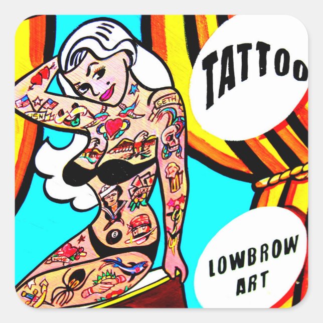 blonde with tattoos sticker (Front)