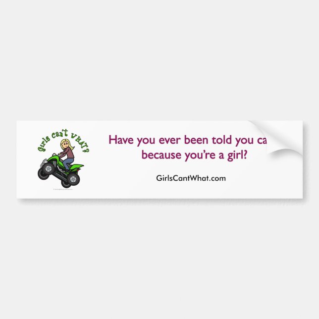 Blonde Woman ATV | Four Wheeler Driver Bumper Sticker (Front)