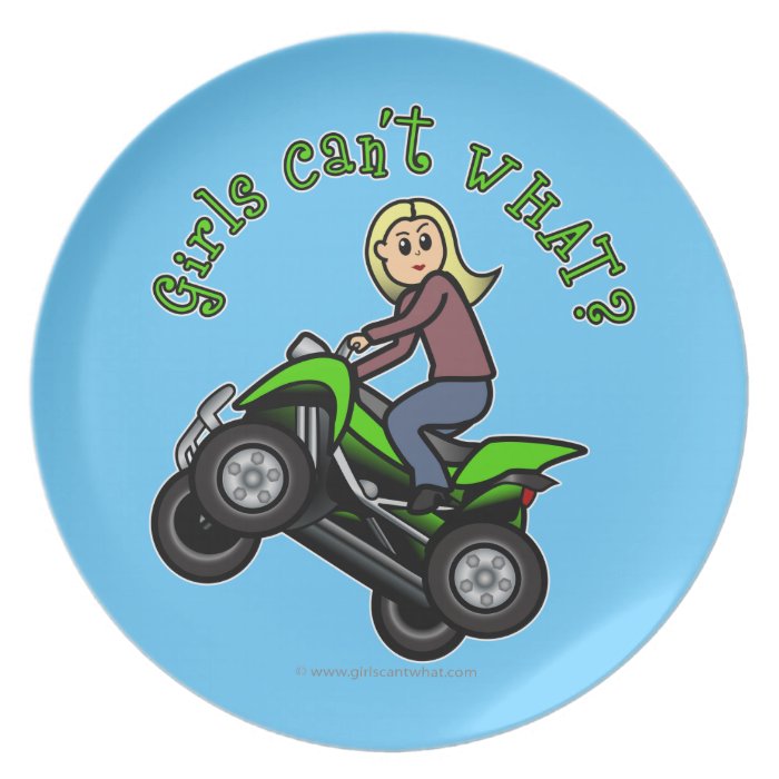 blonde woman atv four wheeler driver party plates see on 147 products