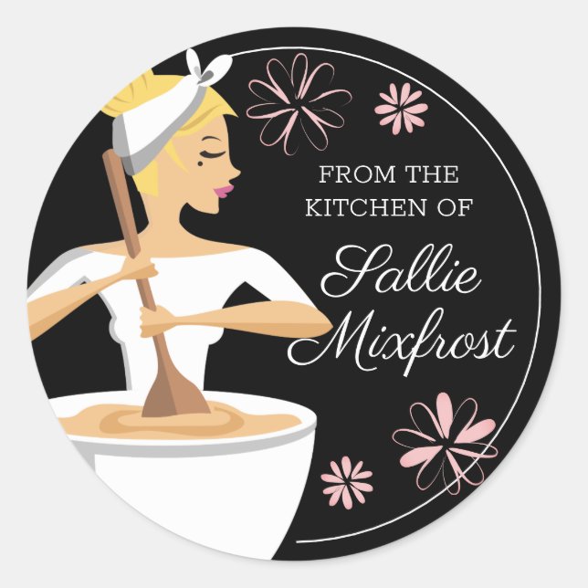 Blonde woman bakery from the kitchen of classic round sticker (Front)