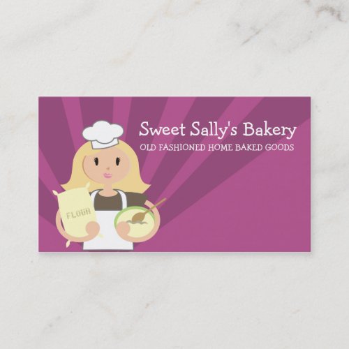 Blonde woman baking chef flour business cards