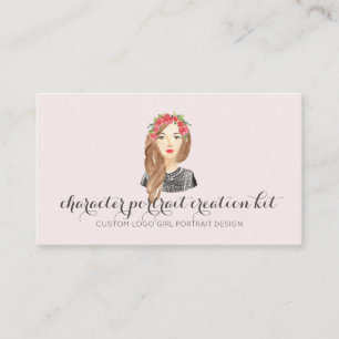 Blonde woman portrait character brown eyes business card