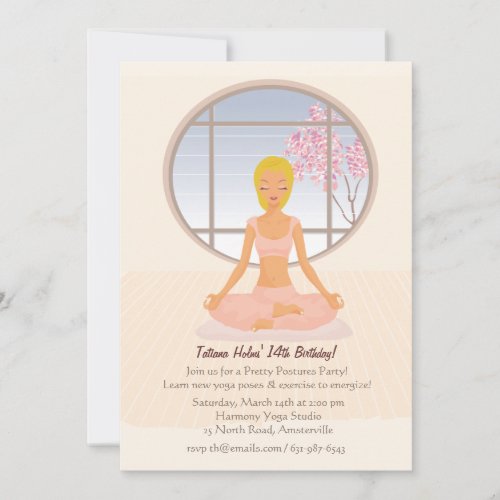Blonde Yoga Girl Invitation