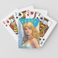 Blonder angel of peace and love playing cards