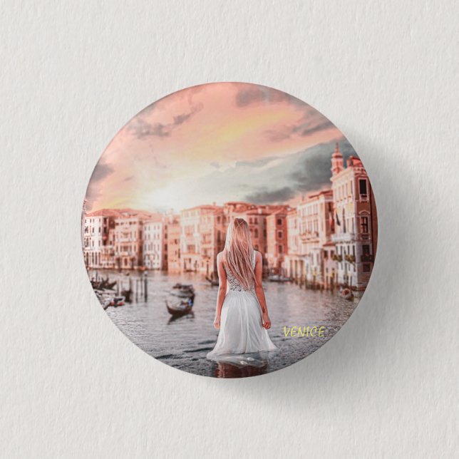 Blondie In Romantic Venice    Button (Front)