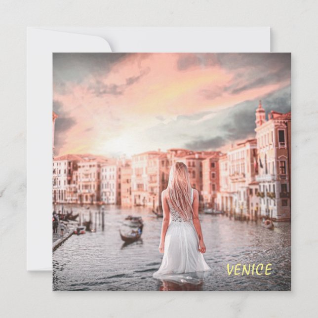 Blondie In Romantic Venice    Holiday Card (Front)