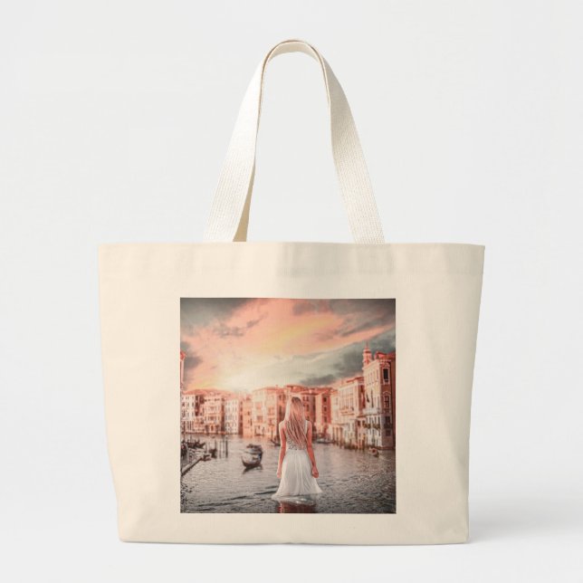 Blondie In Romantic Venice         Large Tote Bag (Front)