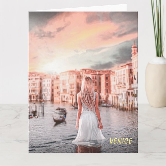 Blondie In Romantic Venice     Letterpress Thank You Card (Front)