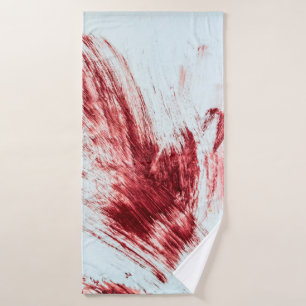 Blood and bloody marks in old bathtub. Halloween b Bath Towel