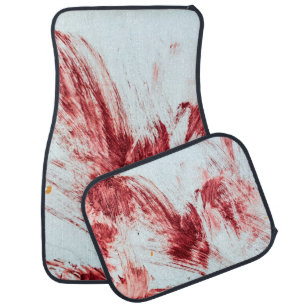 Blood and bloody marks in old bathtub. Halloween b Car Floor Mat