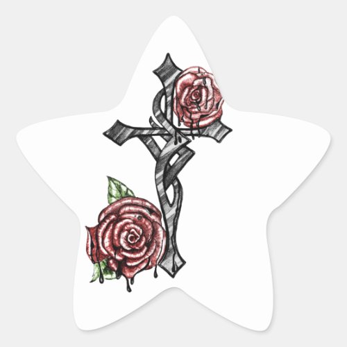 Blood and Roses Cross Star Sticker
