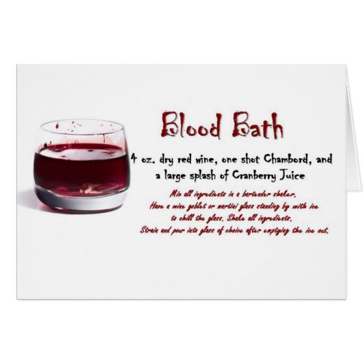 Blood Bath drink recipe Cards (Front Horizontal)