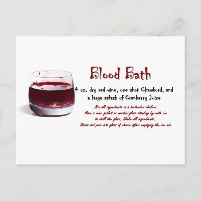 Blood Bath drink recipe Postcard (Front)