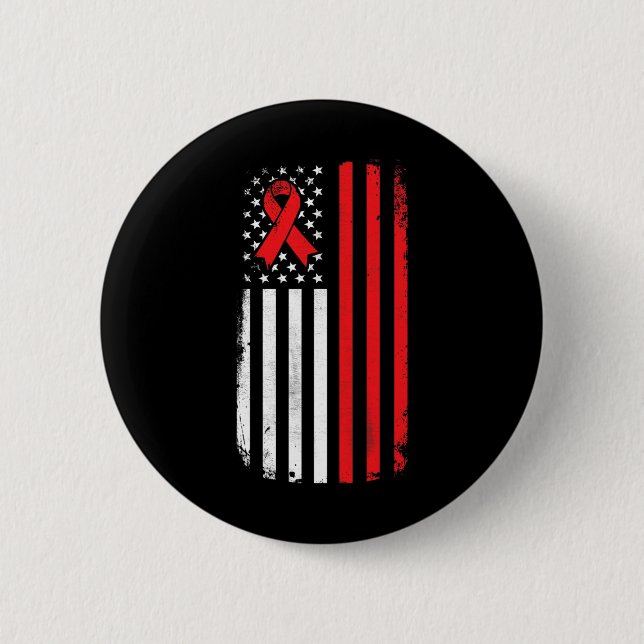 Blood Cancer Awareness American Flag  Button (Front)