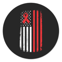 Blood Cancer Awareness American Flag  Classic Round Sticker