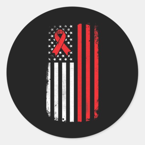 Blood Cancer Awareness American Flag  Classic Round Sticker