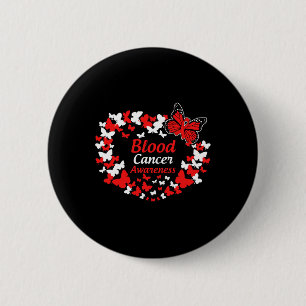 Blood Cancer Awareness Butterfly Apparel Red Ribbo Button