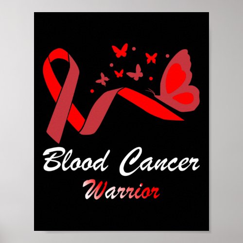 Blood Cancer Awareness Butterfly Red Ribbon Suppor Poster