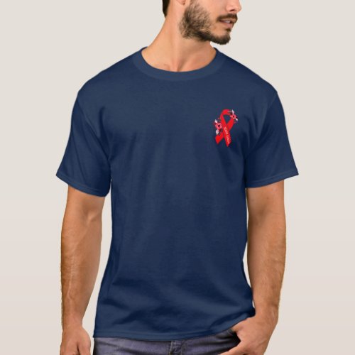 Blood Cancer Awareness Floral Red Ribbon Blood Can T_Shirt