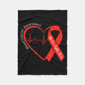 Blood Cancer Awareness Heart Ribbon Red Support Fleece Blanket