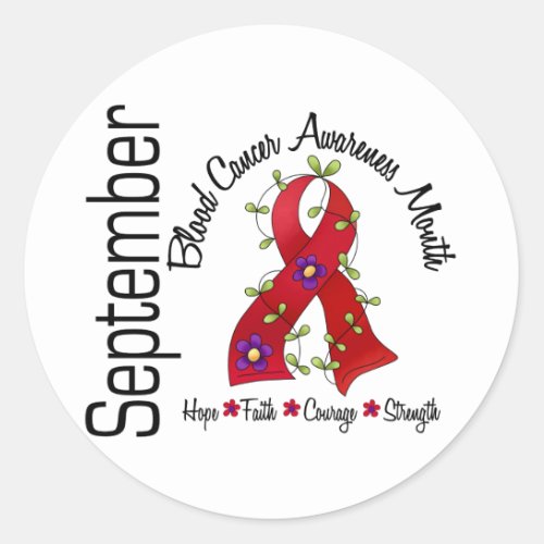 Blood Cancer Awareness Month Flower Ribbon 1 Classic Round Sticker