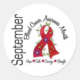 Blood Cancer Awareness Month Flower Ribbon 1 Classic Round Sticker