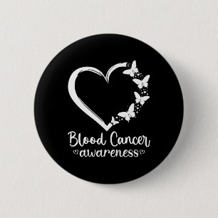 Blood Cancer Awareness Month Red Ribbon Butterfly Button