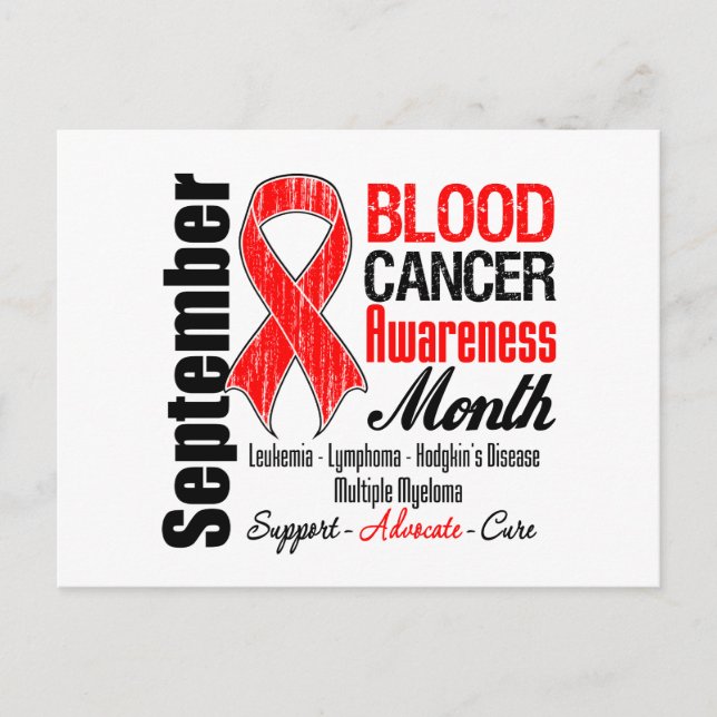 Blood Cancer Awareness Month Red Ribbon Postcard (Front)