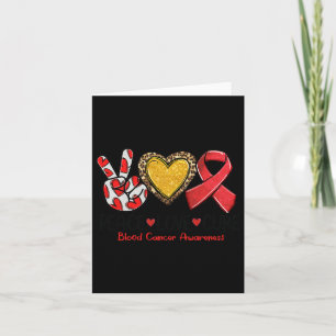 Blood Cancer Awareness Peace Love Cure Red Ribbon Card