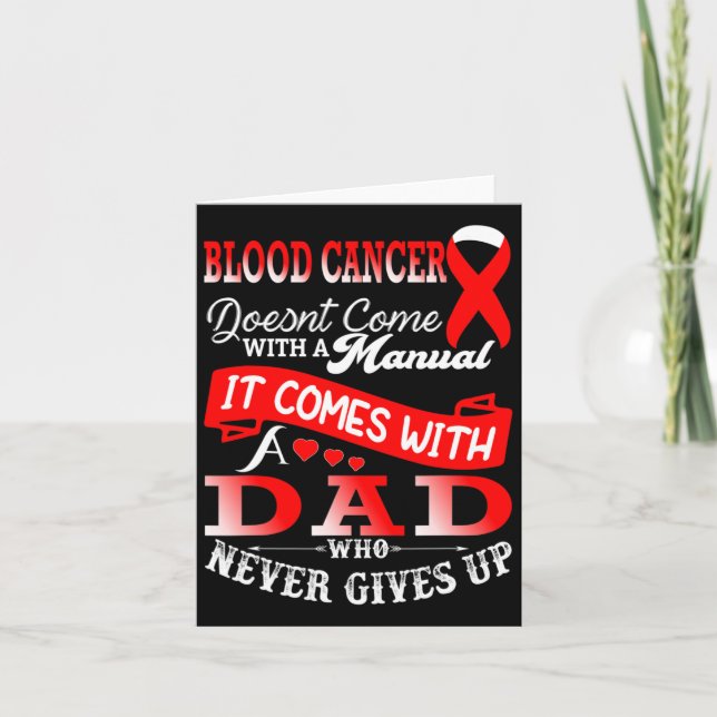 Blood Cancer Awareness Red Ribbon Dad Father Suppo Card (Front)