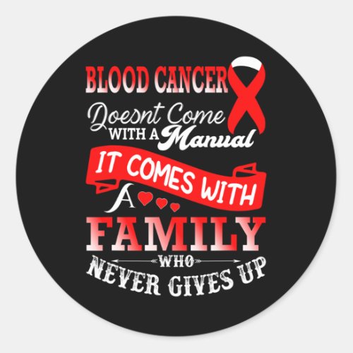 Blood Cancer Awareness Red Ribbon Family Support  Classic Round Sticker