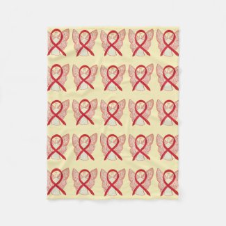 Blood Cancer Awareness Red Ribbon Fleece Blanket
