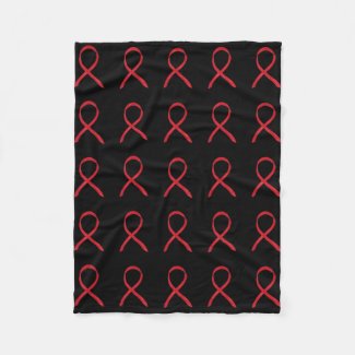 Blood Cancer Awareness Red Ribbon Fleece Blankets